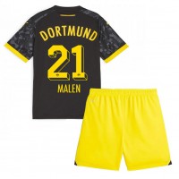 Borussia Dortmund Donyell Malen #21 Bortaställ Barn 2023-24 Korta ärmar (+ Korta byxor)